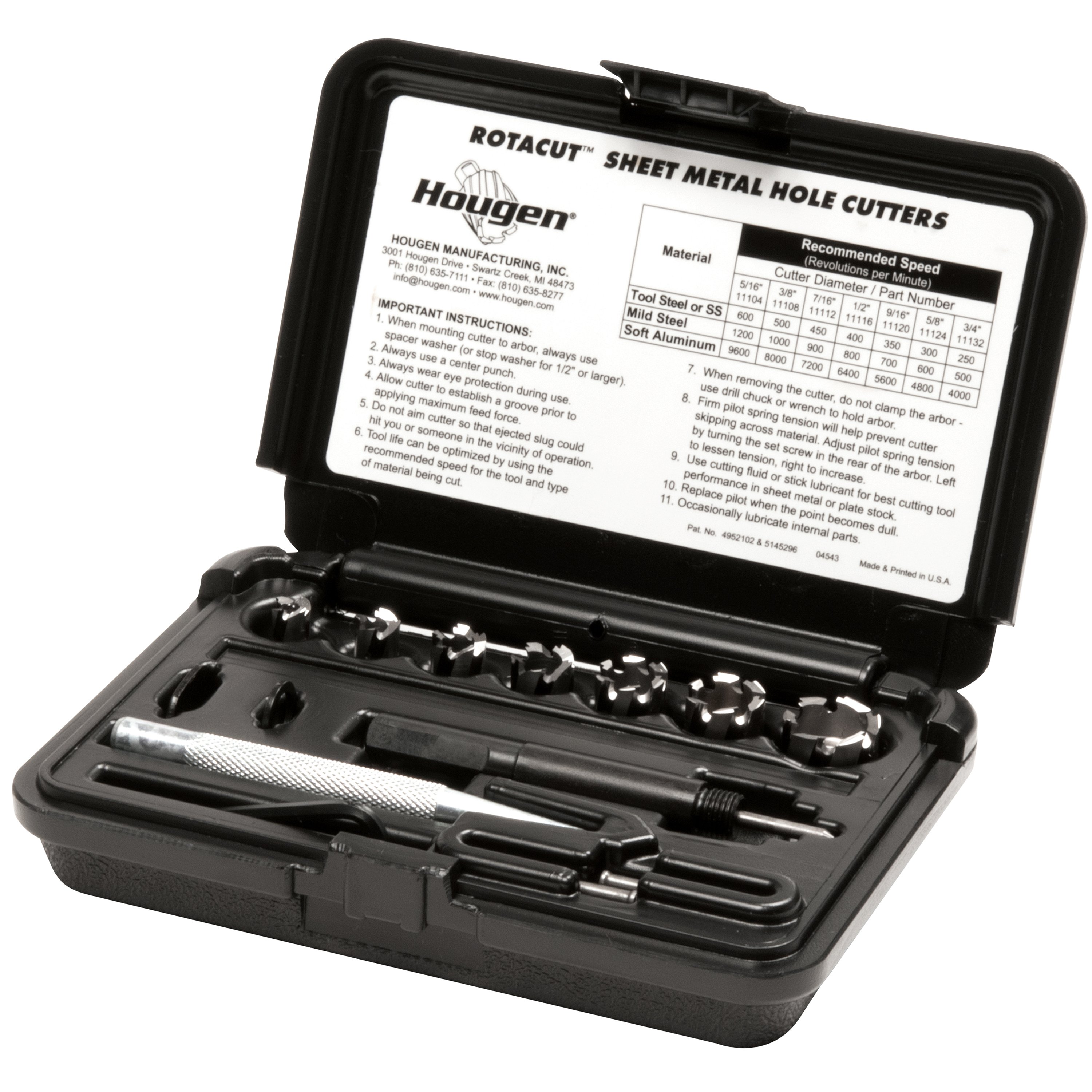 Hougen 11075 RotaCut Sheet Metal Hole Cutter Kit 662850010594 eBay