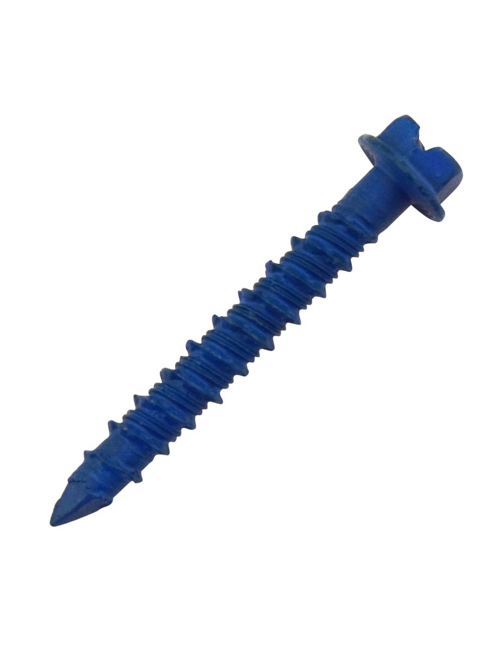Bag Of 100 1//4” X 2-1//4” Inch Long Slotted Hex Washer Head Masonry Screw Blue