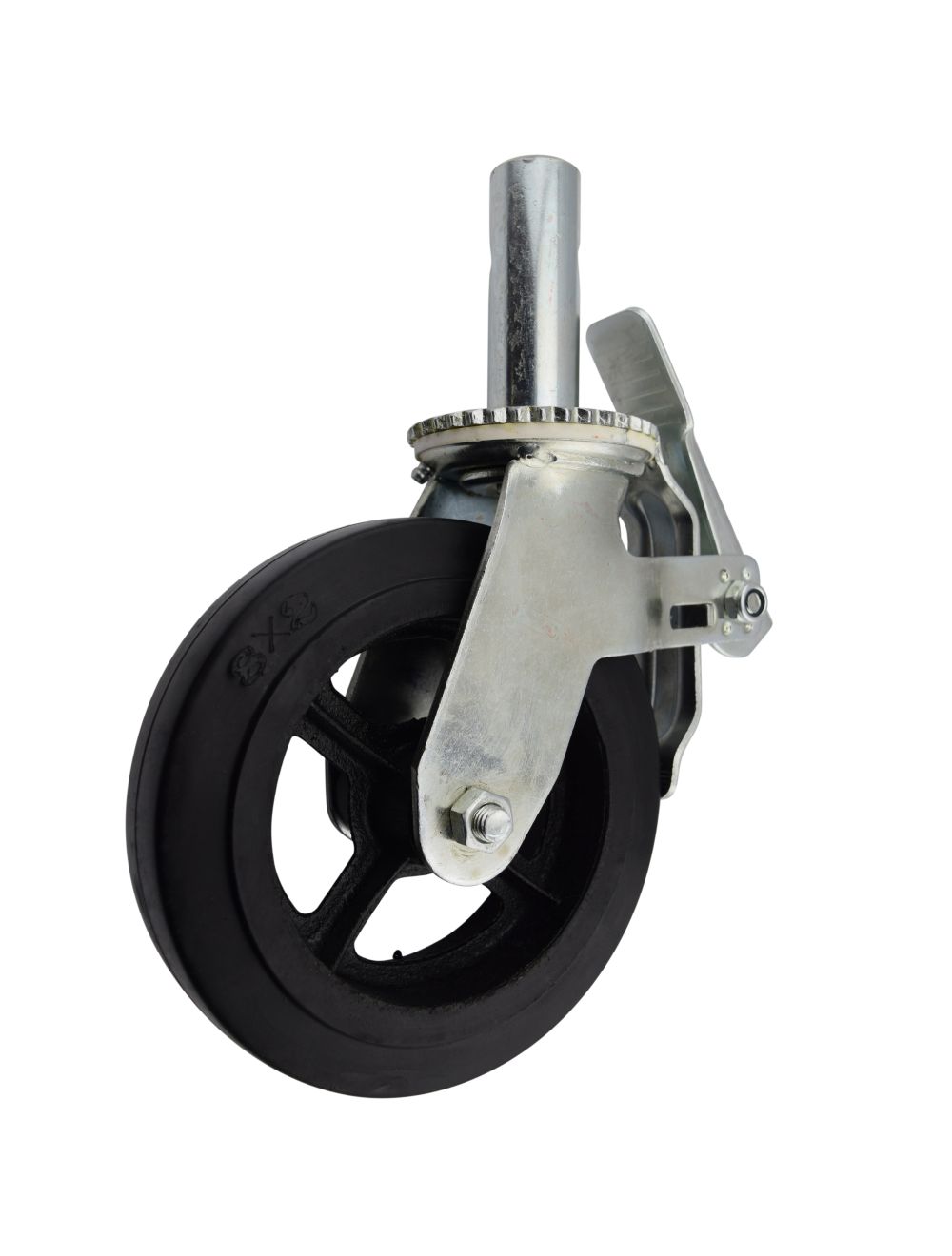 Capacity STEEL Scaffold Caster 8" x 2" Red Wheel w/ Brakes 1-3/8" 1100 lbs 